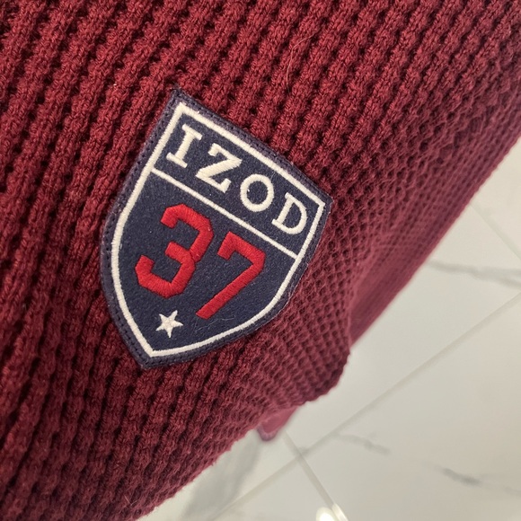 izod classic knit preppy dressing rich sweater size medium burgundy golf sweater - Picture 9 of 17